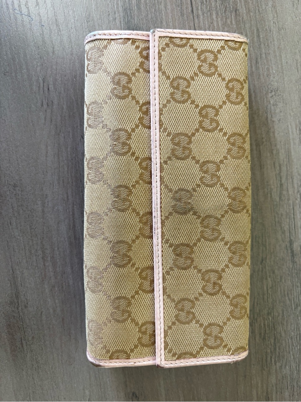Vintage Gucci GG Monogram Canvas Pink Leather Continental Wallet w/ Box - Picture 2 of 8
